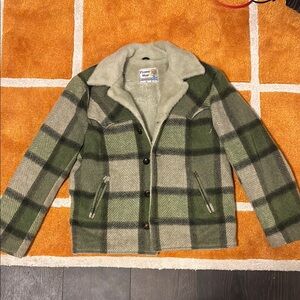 Green and Beige Plaid Jacket